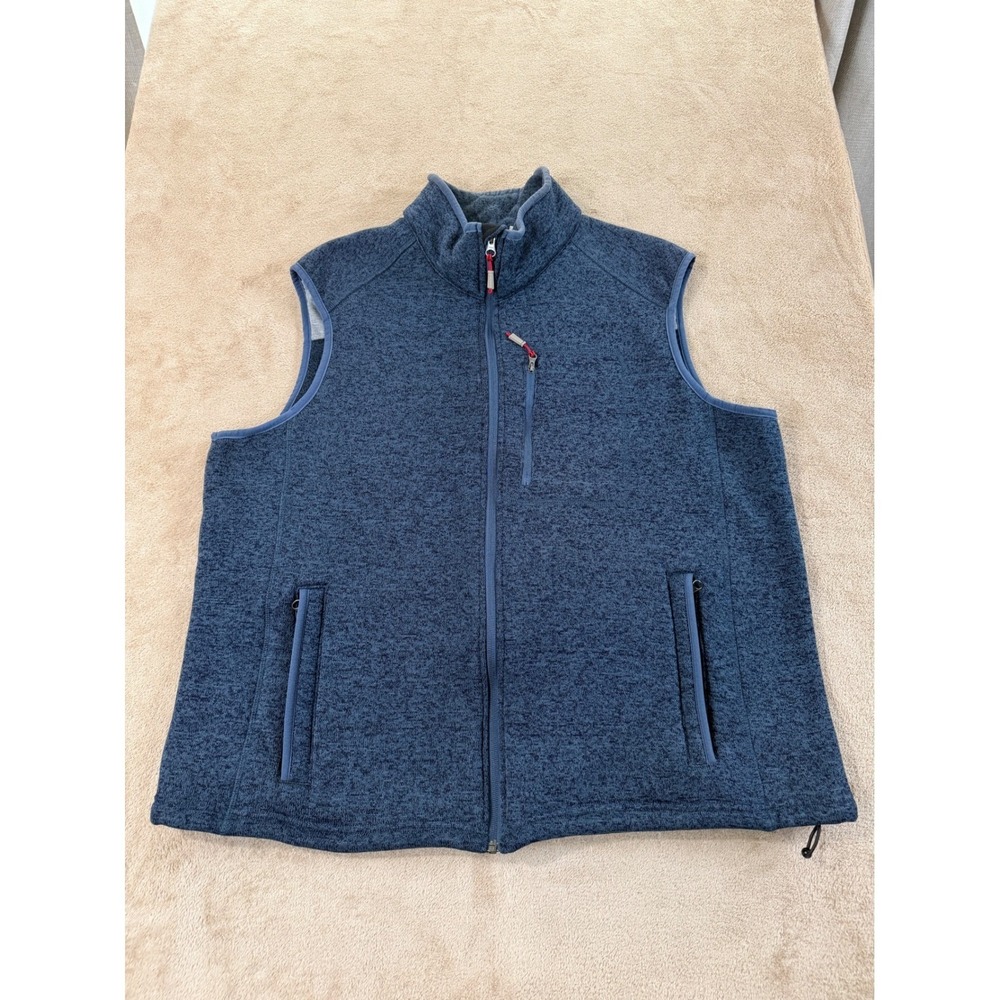 Orvis Denali Fly Fishing Sweater Vest Men's Size 2XL Blue Fleece Full Zip EUC